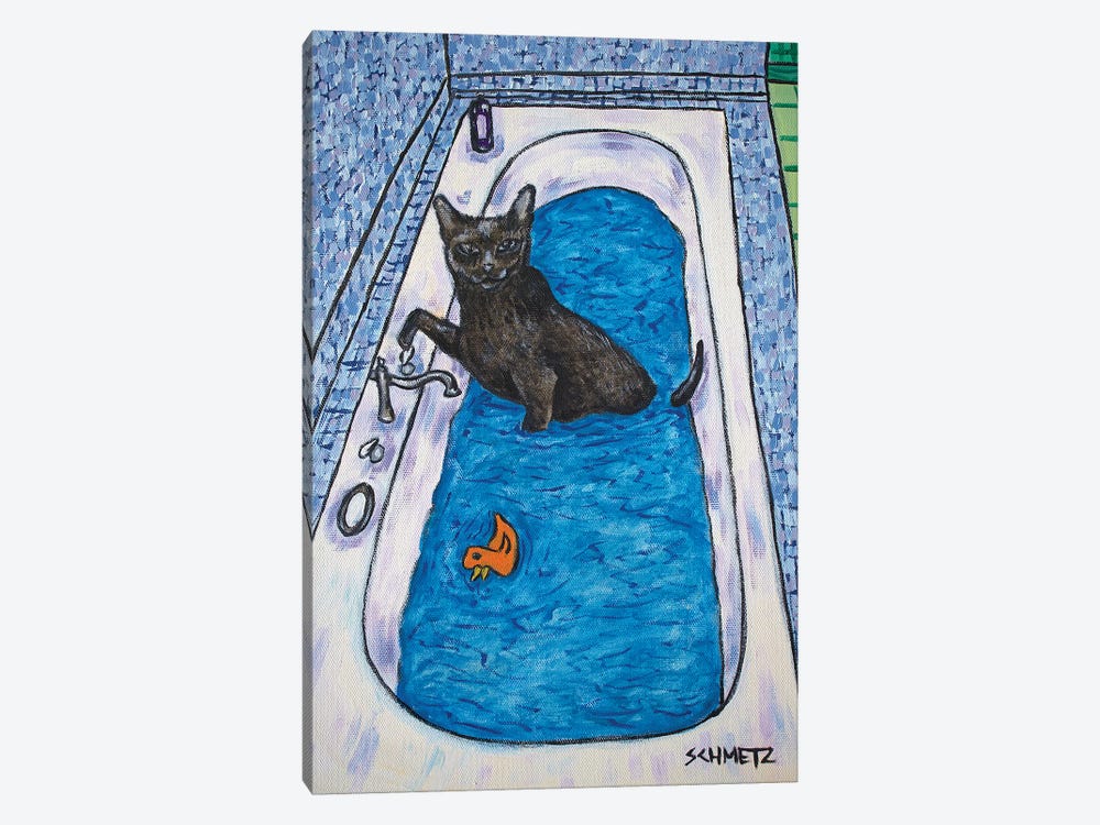Bombay Cat Bath by Jay Schmetz 1-piece Canvas Print