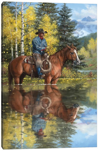 A Good Place to Stop and Reflect Canvas Art Print - Horse Art