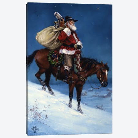 A Cowboy Christmas Canvas Print #JSO31} by Jack Sorenson Art Print
