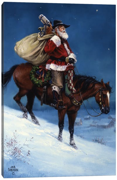 A Cowboy Christmas Canvas Art Print - Jack Sorenson