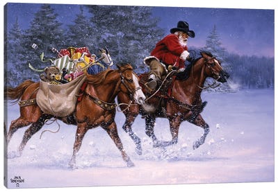 Christmas Rush Canvas Art Print - Farm Animal Art