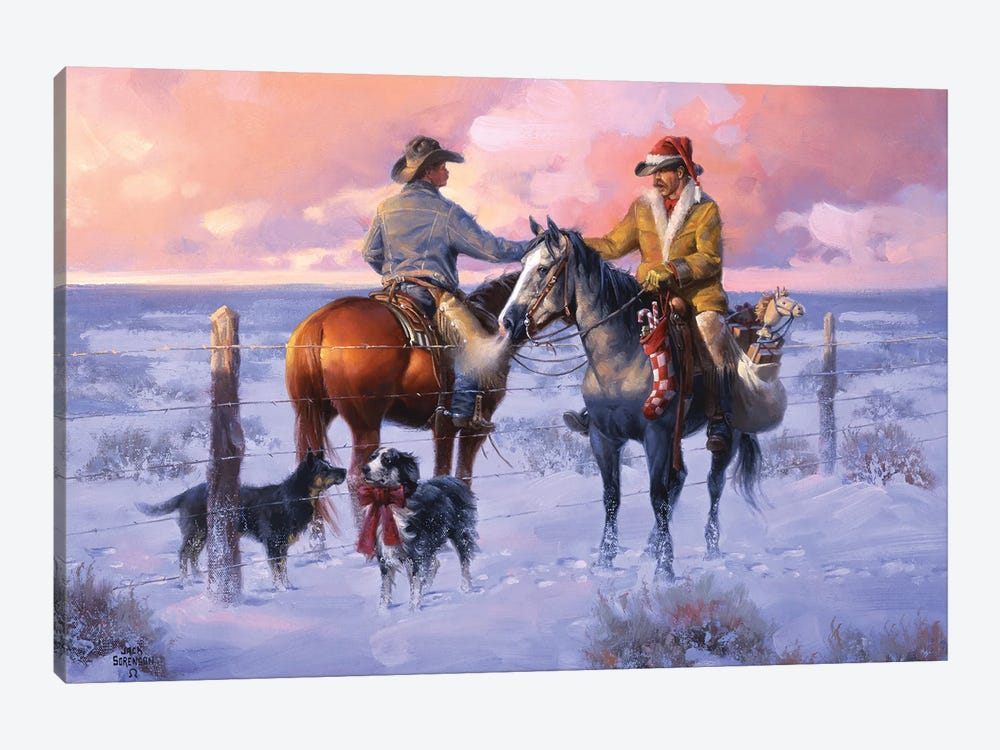 Sharin Christmas with the Neighbors by Jack Sorenson 1-piece Canvas Print