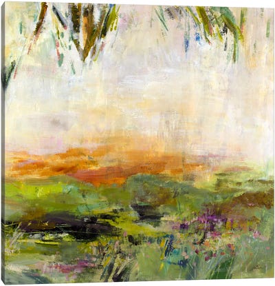 Meadow Sunset Canvas Art Print - Abstract Expressionism Art