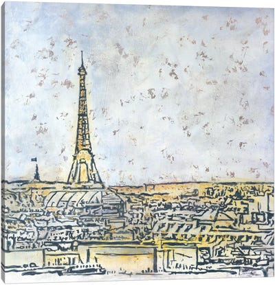 Paris Postcard Canvas Art Print - The Eiffel Tower