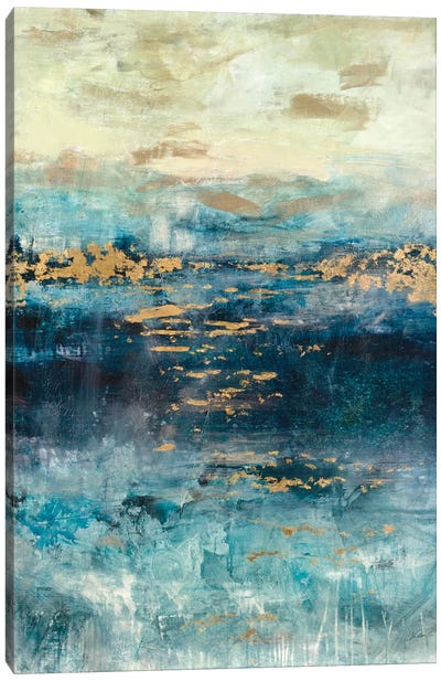 Teal & Gold Scape Canvas Art Print - Abstract Art