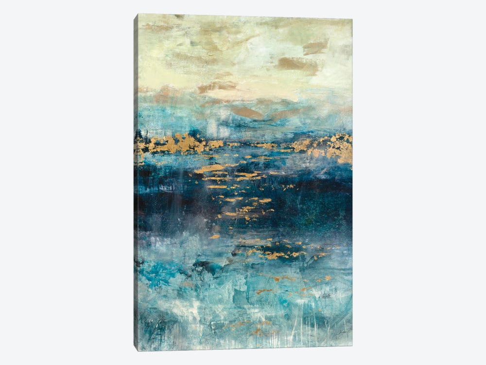 Teal & Gold Scape 1-piece Canvas Wall Art
