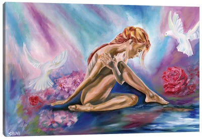 Doves And Roses Canvas Art Print - Jason Sauve