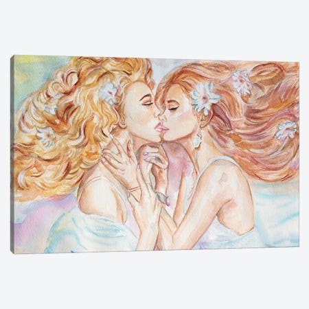 I Kissed A Girl Canvas Print #JSU59} by Jason Sauve Art Print