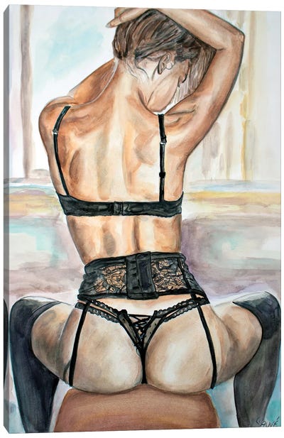 Lingerie Canvas Art Print - Female Nude Art