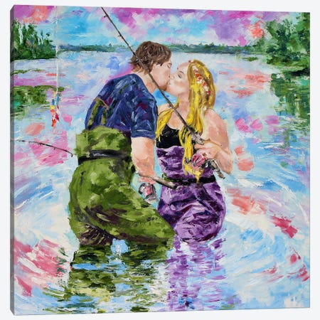 Fishing Lovers Canvas Print #JSU77} by Jason Sauve Canvas Wall Art