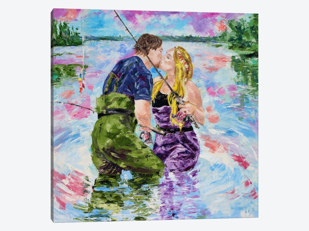 Fishing Lovers by Jason Sauve 1-piece Canvas Art