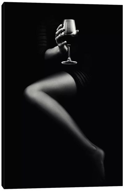 Woman Holding Red Wine Canvas Art Print - Figurative Photography