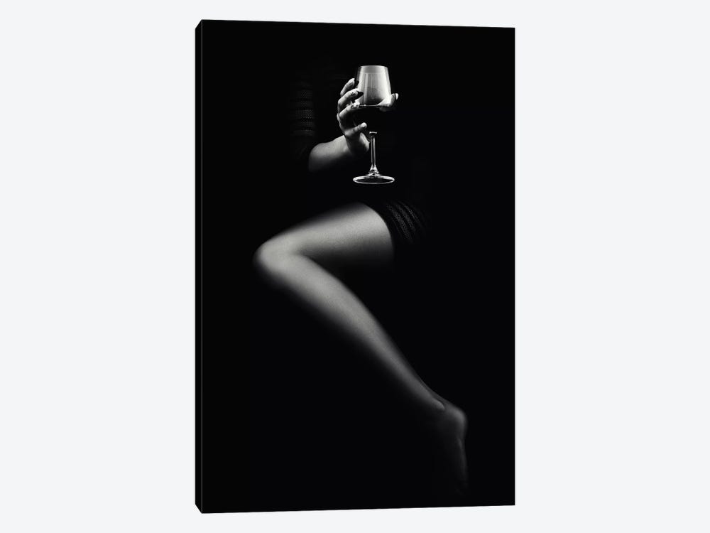 Woman Holding Red Wine by Johan Swanepoel 1-piece Canvas Print