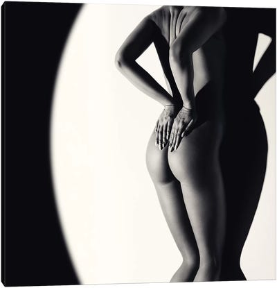 Nude Woman Against Wall Canvas Art Print - In the Shadows
