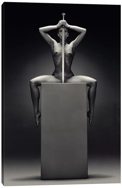Nude Woman With Sword Canvas Art Print - Johan Swanepoel