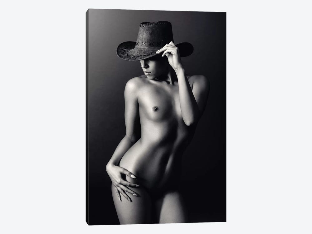 Nude Woman Cowboy Hat by Johan Swanepoel 1-piece Canvas Print