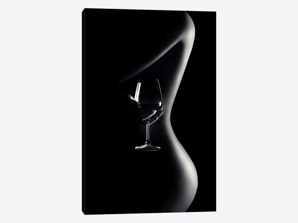 Nude Woman Red Wine 3 1-piece Canvas Artwork