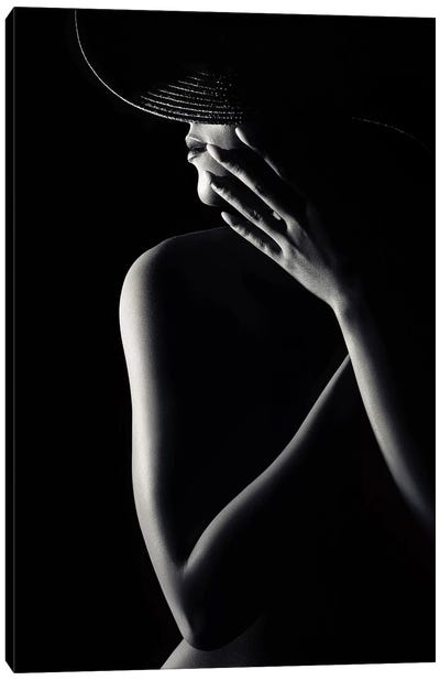 Nude Woman With Black Hat 3 Canvas Art Print - Figurative Photography