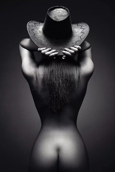 Nudes: Nude Woman Cowboy Hat II by Johan Swanepoel