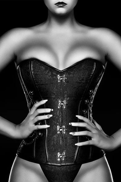 Lingerie: Woman Wearing Black Corset by Johan Swanepoel