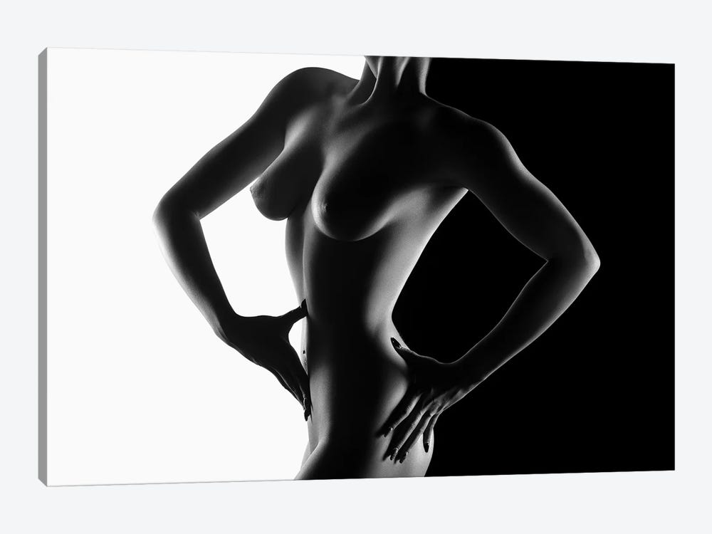 Nude Black Versus White I by Johan Swanepoel 1-piece Canvas Print