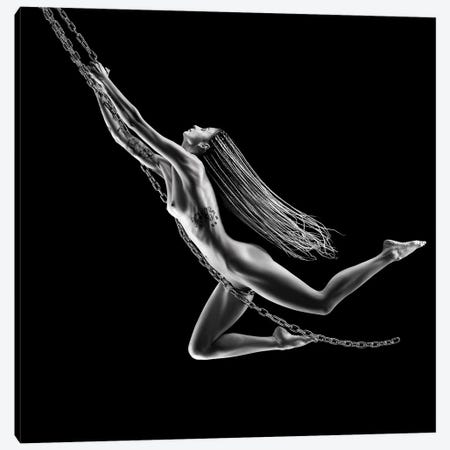 Nude Woman Swinging On Chains Canvas Print #JSW189} by Johan Swanepoel Canvas Wall Art