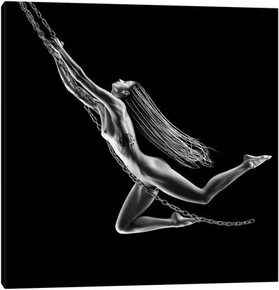 Nude Woman Swinging On Chains Canvas Art Print - Johan Swanepoel