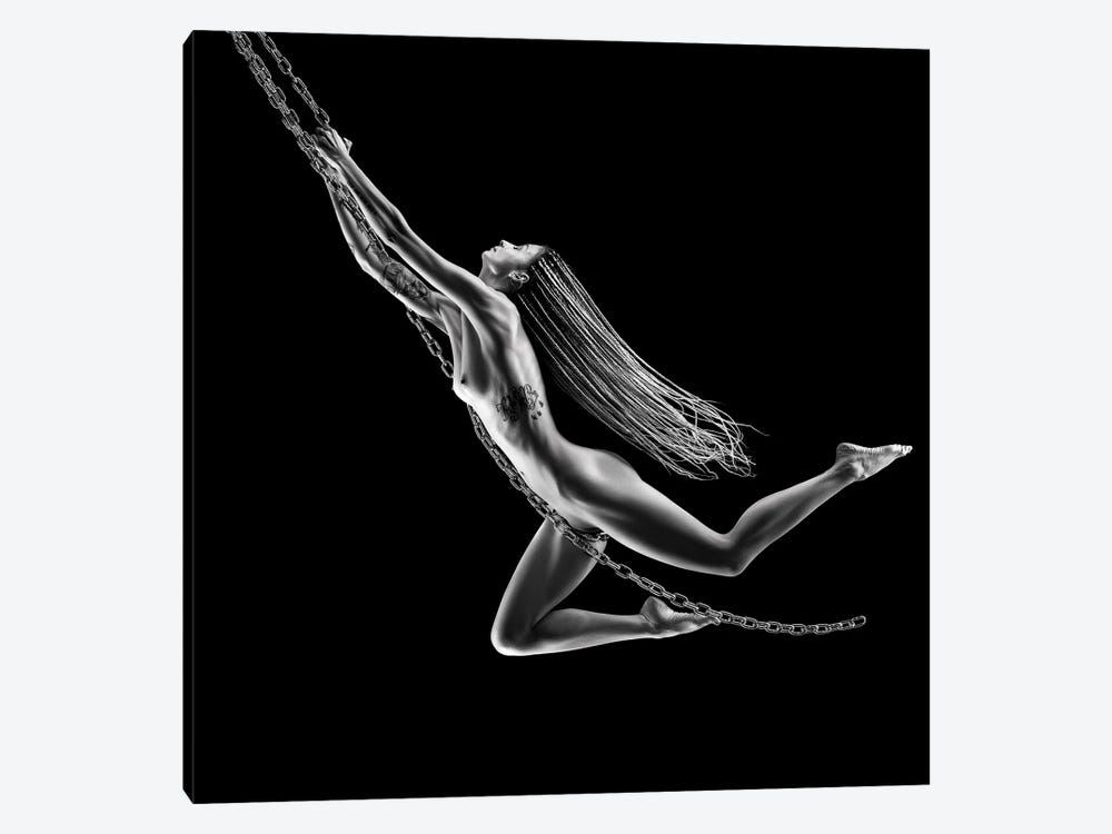 Nude Woman Swinging On Chains by Johan Swanepoel 1-piece Canvas Art
