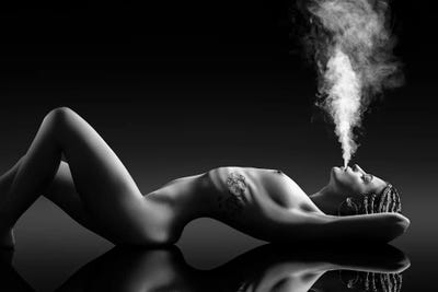 Sensual Smoking Lady by Johan Swanepoel canvas print