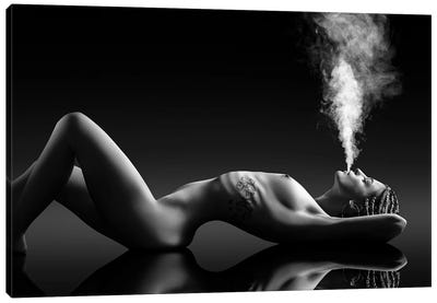 Sensual Smoking Lady Canvas Art Print - Johan Swanepoel