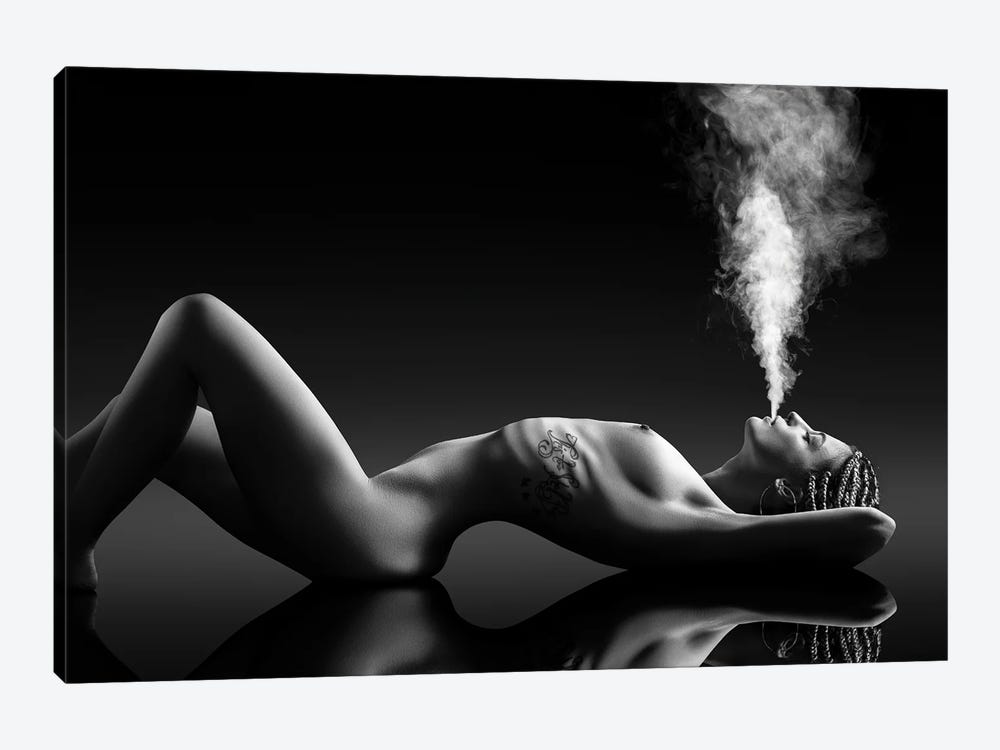 Sensual Smoking Lady by Johan Swanepoel 1-piece Canvas Print