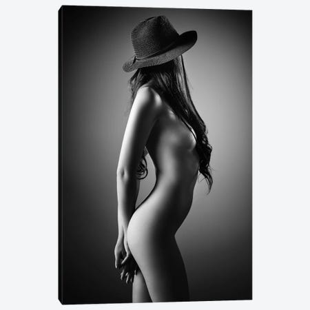 Nude Woman With A Hat Canvas Print #JSW54} by Johan Swanepoel Canvas Artwork