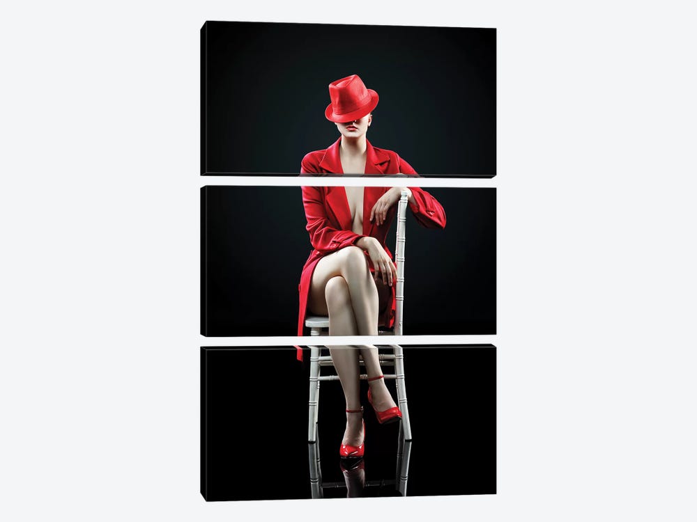 Woman In Red by Johan Swanepoel 3-piece Canvas Artwork