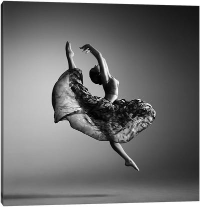 Ballerina Jumping Canvas Art Print - Action Shot Photography