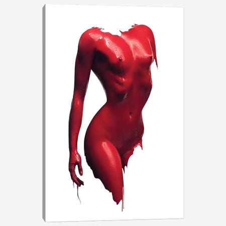 Woman Body Red Paint Canvas Print #JSW75} by Johan Swanepoel Canvas Artwork