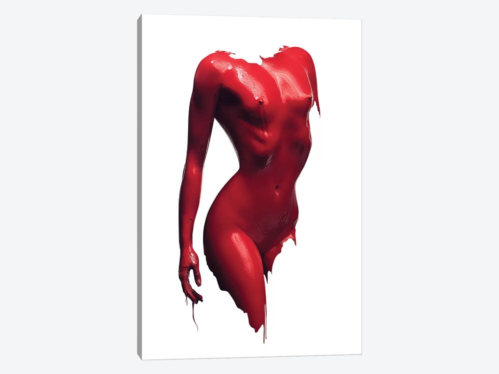 Woman Body Red Paint by Johan Swanepoel 1-piece Canvas Print