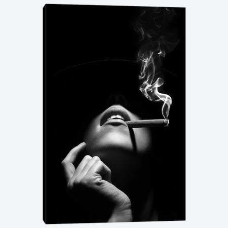 Woman Smoking A Cigar Canvas Print #JSW76} by Johan Swanepoel Canvas Art