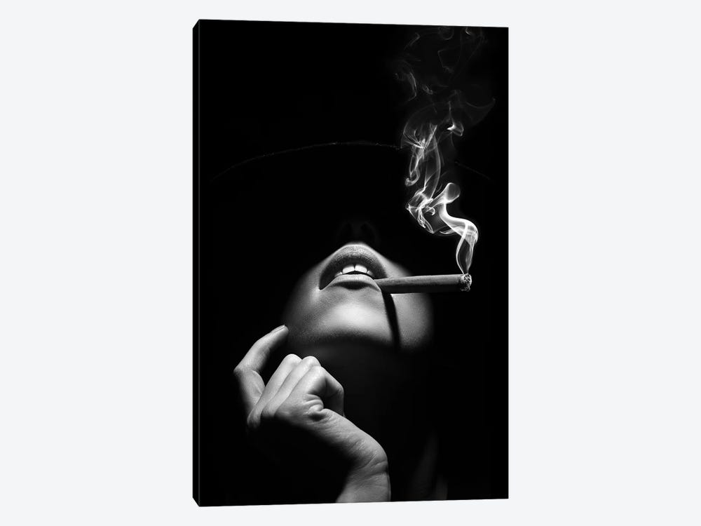 Woman Smoking A Cigar by Johan Swanepoel 1-piece Canvas Wall Art