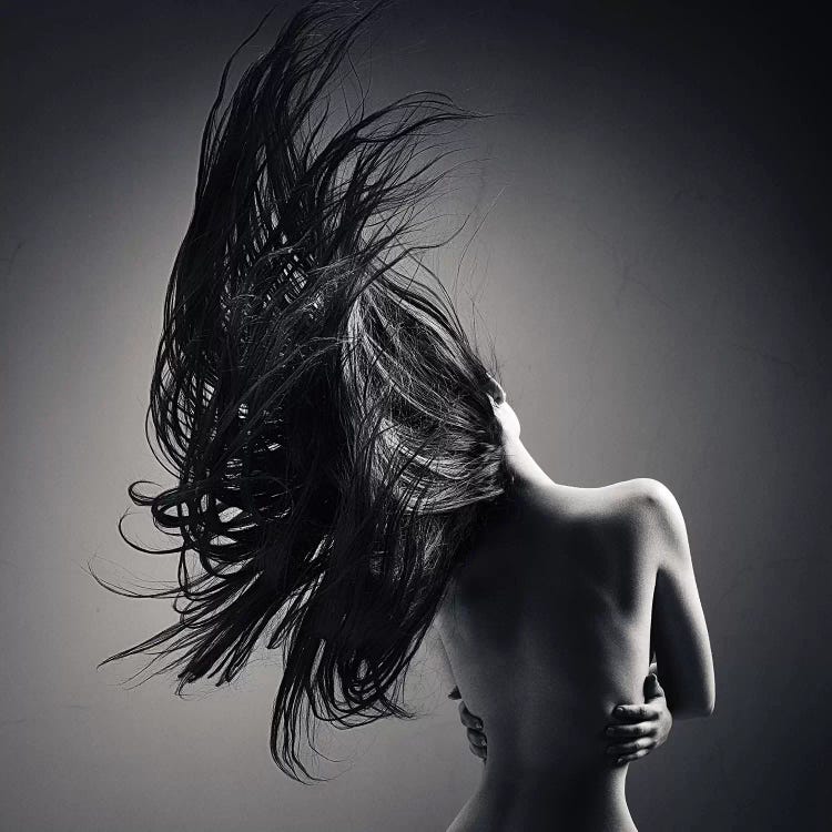 Sensual Woman Long Waving Hair