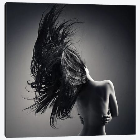 Sensual Woman Long Waving Hair Canvas Print #JSW87} by Johan Swanepoel Art Print