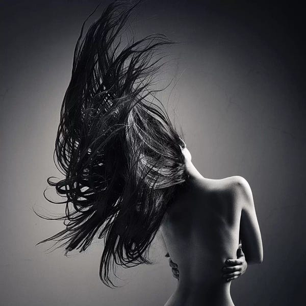 Figurative Photography: Sensual Woman Long Waving Hair by Johan Swanepoel