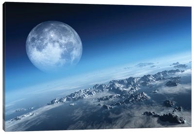 Earth Icy Ocean Aerial View Canvas Art Print - Full Moon Art