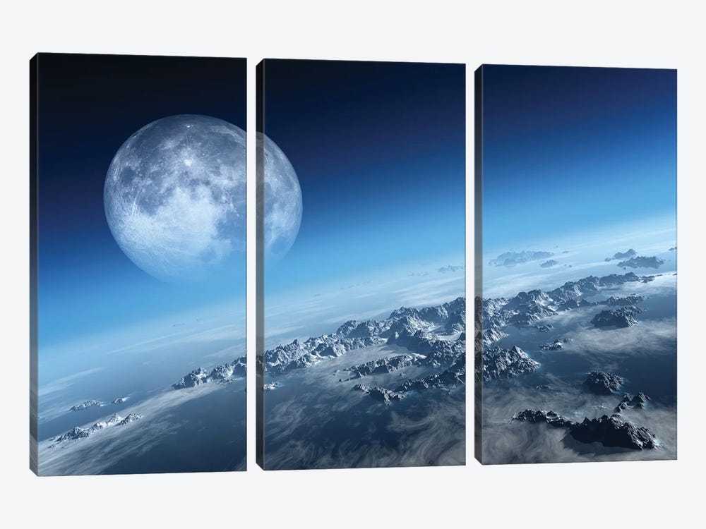 Earth Icy Ocean Aerial View by Johan Swanepoel 3-piece Canvas Art Print