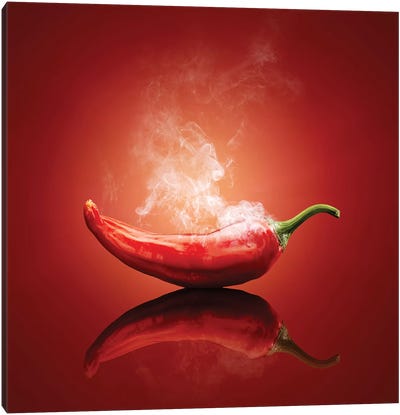 Chili Red Steaming Hot Canvas Art Print - Vegetable Art