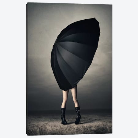 Woman With Huge Umbrella Canvas Print #JSW95} by Johan Swanepoel Canvas Art