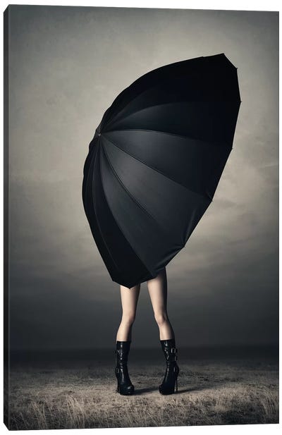 Woman With Huge Umbrella Canvas Art Print - Figurative Photography
