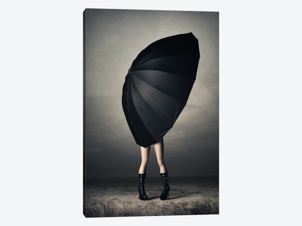 Woman With Huge Umbrella by Johan Swanepoel 1-piece Art Print