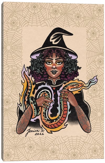 Snake Bite Love Canvas Art Print - Witch Art