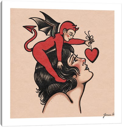 Love Is Evil Canvas Art Print - Anti-Valentine's Day