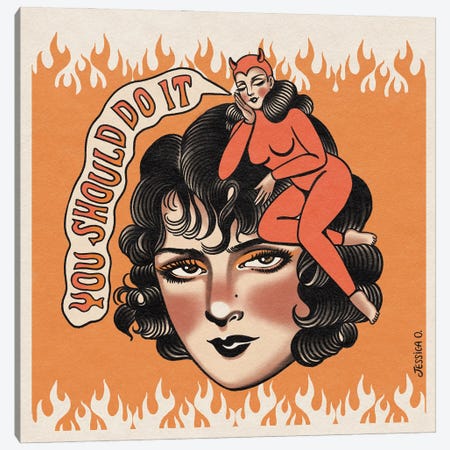 All The Good Girls Go To Hell Canvas Print #JSX23} by Jessica O. Canvas Print